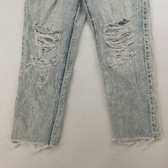 SO Juniors Distressed High Rise Mom Jean Denim 5/27W Paper Bag Waist Light Wash - Picture 4 of 11
